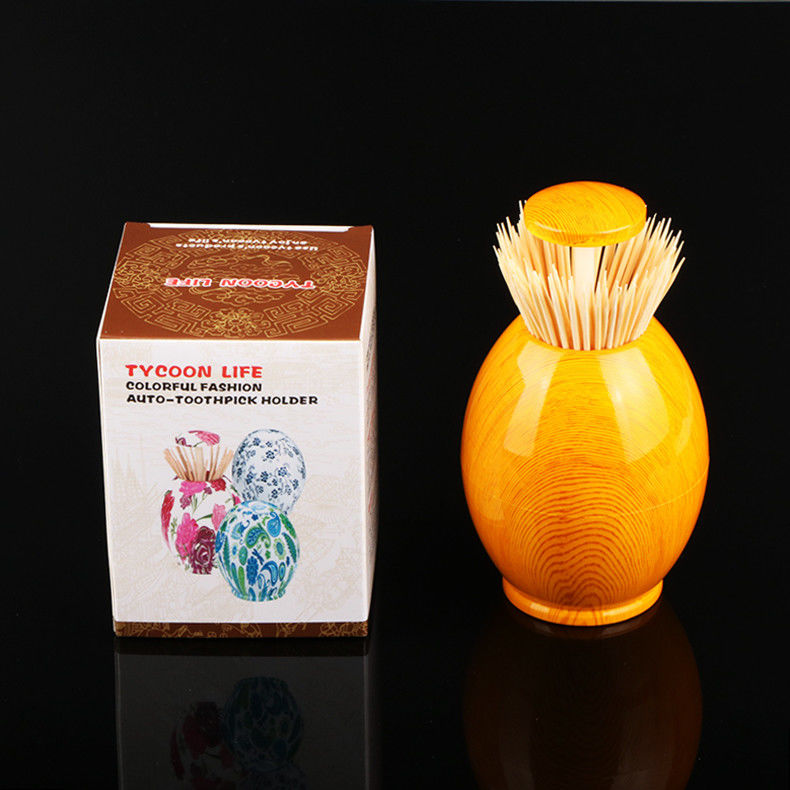 Contemporary Wood Grain Printing Plastic Toothpick Holder For Home