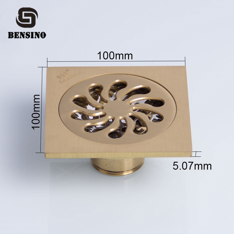 Square 100x100mm Brass Bathroom Floor Drain Strainer