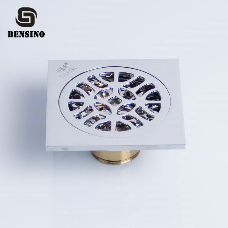 Chrome Plate Bathroom 100x100MM Brass Floor Drain Strainer