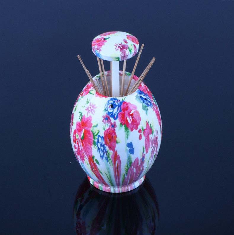 Decorative Flower Pattern Novelty Automatic Toothpick Dispenser Storage Box